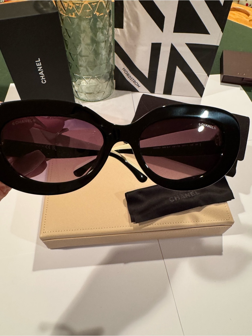 Chanel NWT Black Oval Women's Sunglasses - Designer Style - Picture 7 of 11
